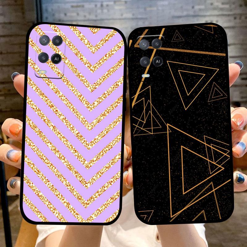 For Oppo A54 4G Case Black Silicone Soft TPU Shockproof Phone Cases For Oppo A54 Painted Phone Cover CPH2239 Protective Fundas