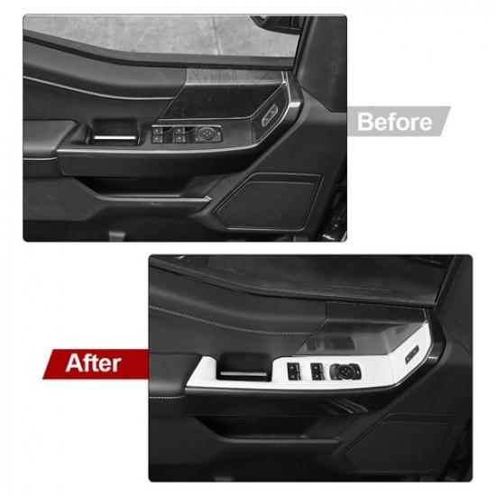 Inner Front Door Window Lift Switch Panel Cover Trim For Ford F150 + White