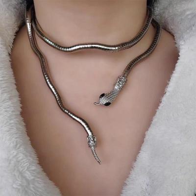 Punk Multi-layer Metal Gold Color Cool Bendy Snake Necklace Bracelet for Women Men Chunky Jewelry GZW
