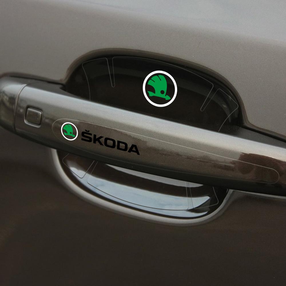 Car Door Handle Anti-wear Transparent Protective Sticker Auto Accessories For Skoda Octavia A5 A7 A2 Rapid Fabia Superb Kodiaq evw355
