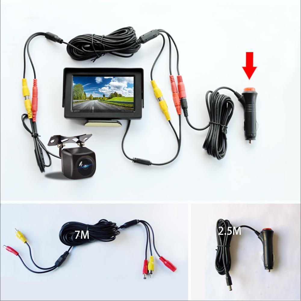 AV RCA Video Cable For Rear View Camera and Monitor DC Car Cigarette Lighter Video Extension Cable 2 In 1 RCA Video Power Cable