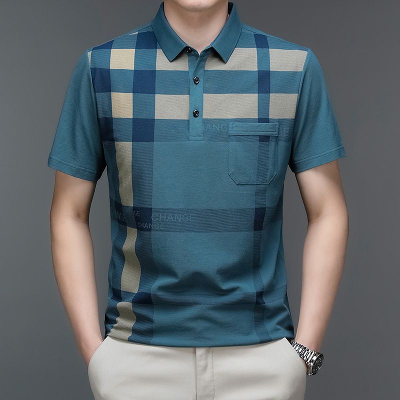 Streetwear Mode Herren Sommer Kurzarm Karierte Poloshirts Koreanisch Neu Business Herrenbekleidung Vintage Lässig Locker Baumwoll-Tops