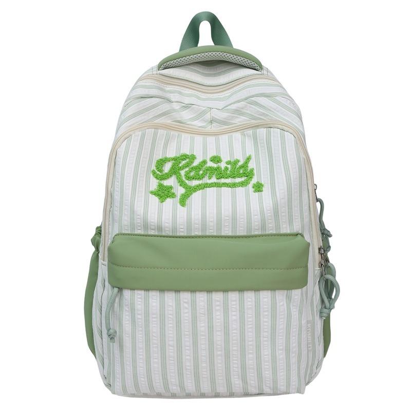 New high-value, fresh and sweet candy-colored striped backpack, high school student large-capacity backpack.