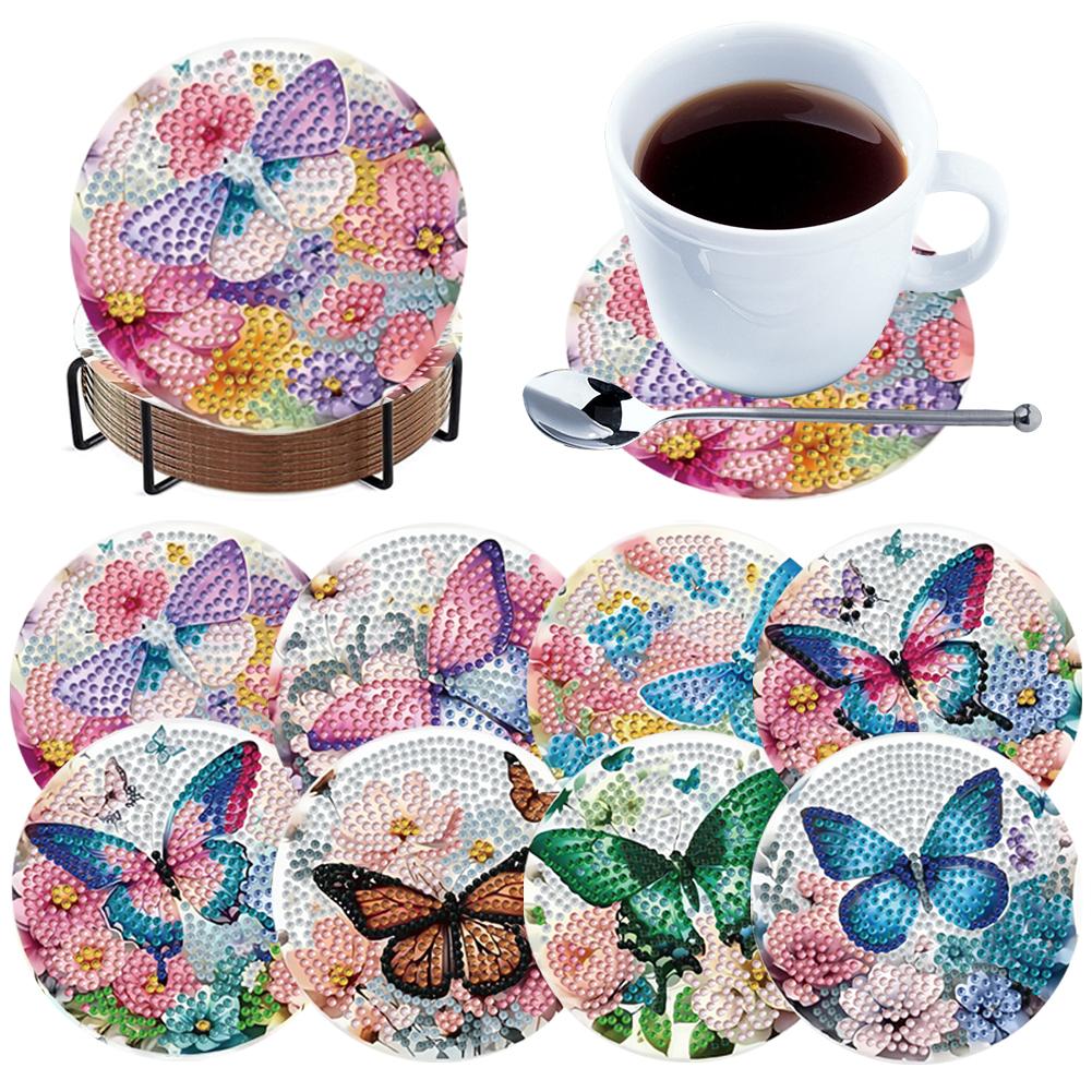 

8pcs Animal Pattern DIY Diamond Painting Coasters Kits Special Shape Full Drill Diamond Coaster Beginner Gemstone Art Craft Gift