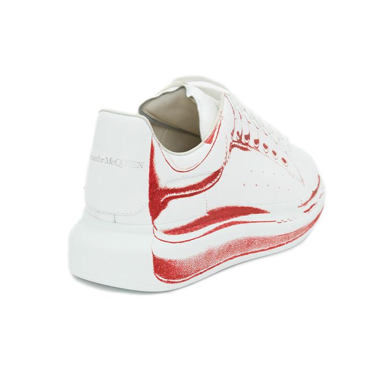 Alexander McQueen Men's Oversized Casual Low-Top Sneakers Leather White Red 662642WIA4Q9676