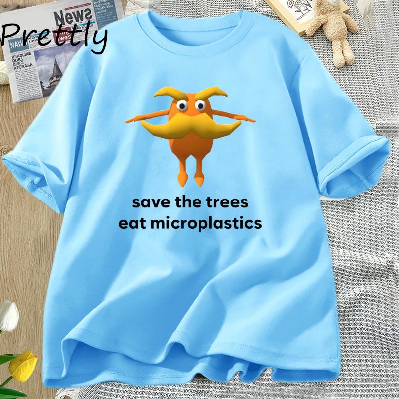 Save The Trees Eat Microplastics Funny Meme T Shirt Unisex Unisex Weirdcore Joke T-shirt Summer O Neck Short Sleeve Graphic T Shirts