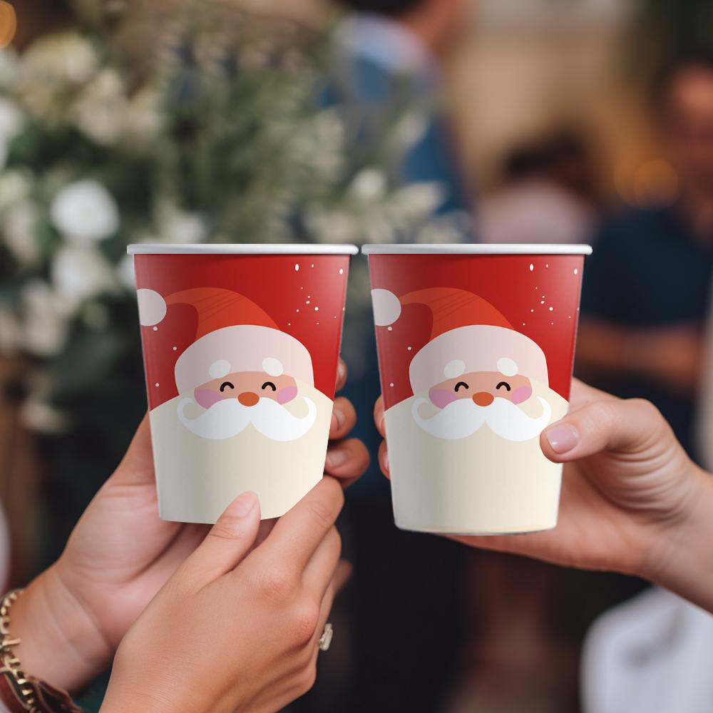 50pcs, Christmas Disposable Paper Cups, 9oz/250ml Eco Cups, Disposable Drinking Cups, Coffee Cups, Drinking Cups, Table Cups