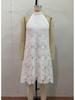 European & American Summer 2026 Sweet Holiday Halter Neck Jacquard Sleeveless White Dress
