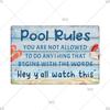 Tin Sign Pool Funny Rules Vintage Plaque Welcome Warning No Swimming Instruction Metal Sign For Home Pool Store Club Wall Decor