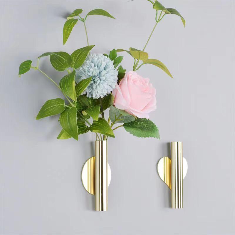 1Pc Creative Punch-free Iron Wall Paste Flower Tube for Wedding Outdoor Patio Garden Home Decoration Wall Hanging Living Room Dining