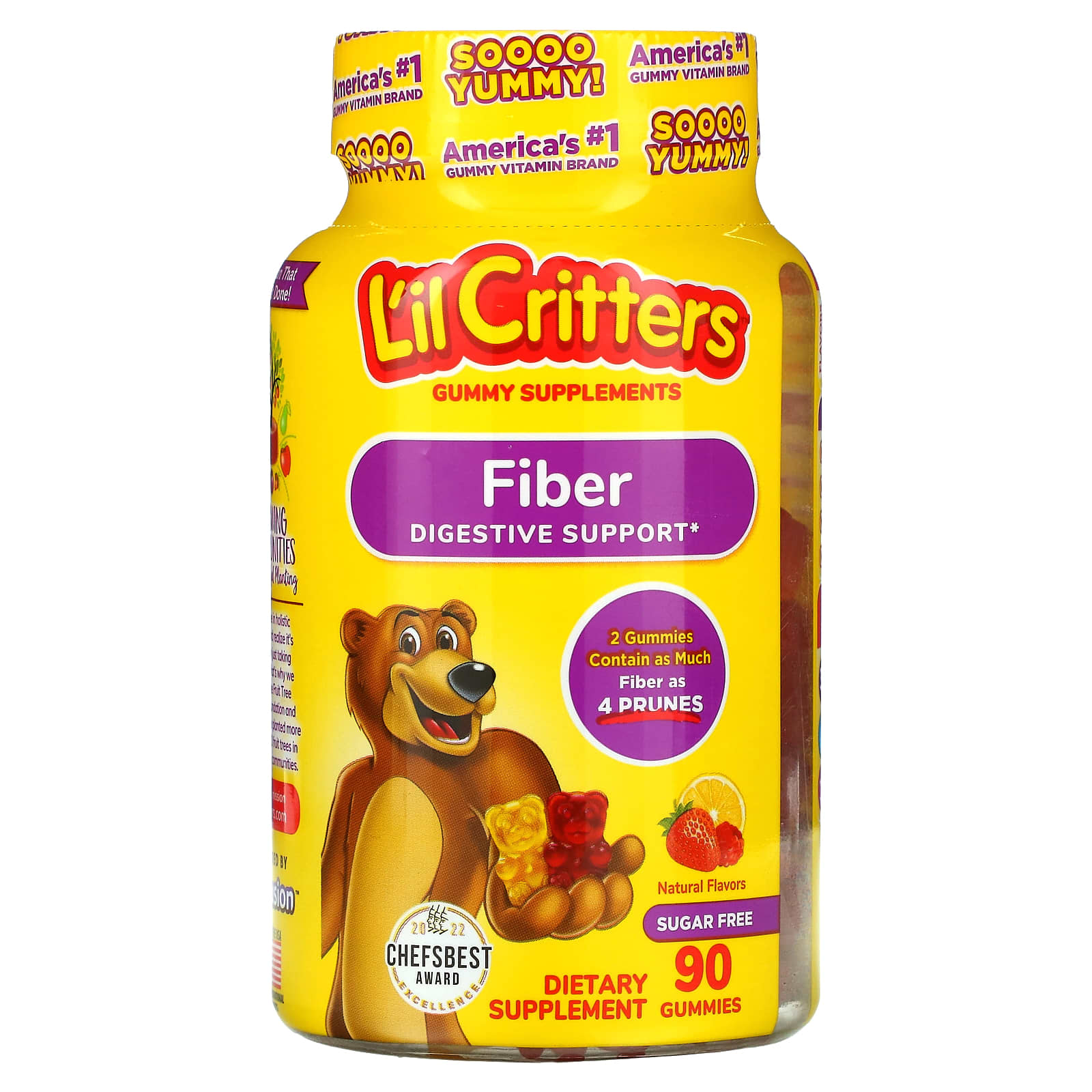 

L il Critters, Fiber Digestion Support, Natural Flavor, 3g, 90 Gummies (1.5g per gummy)