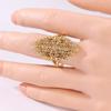Vintage Handgeschnitzter Hohlblumen Damenring Klassische Goldfarbe Metall Geometrie Tägliches Tragen Party Schmuck Jubiläumsgeschenk