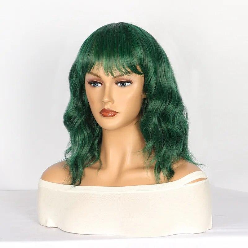 Grüne kurze Bob Body Wave synthetische Perücke für Frauen Lolita Cosplay Perücke synthetisches natürliches hitzebeständiges Haar