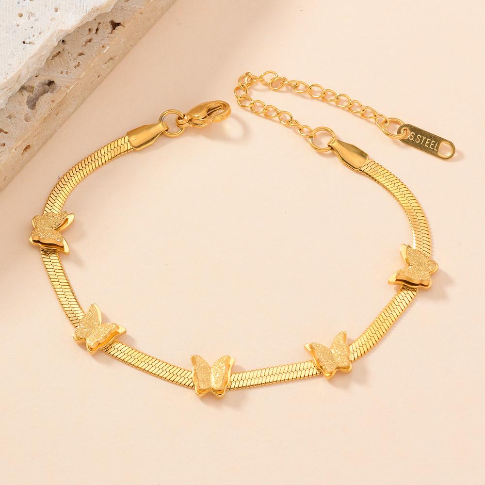 Edelstahl Goldfarben Schmetterling Armband für Damen Herren Mode Neu Edelstahl Handkette Schmuck Freund Geschenk Party