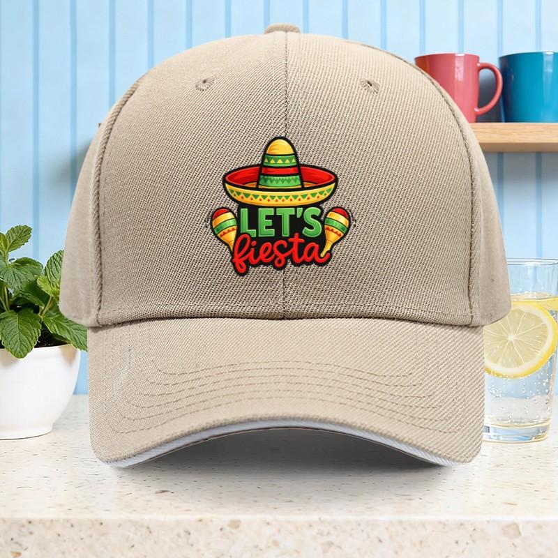 Lets Fiesta Sombrero Maracas Baseball Cap Adult Cotton Casual Fiesta Party Hat for Unisex