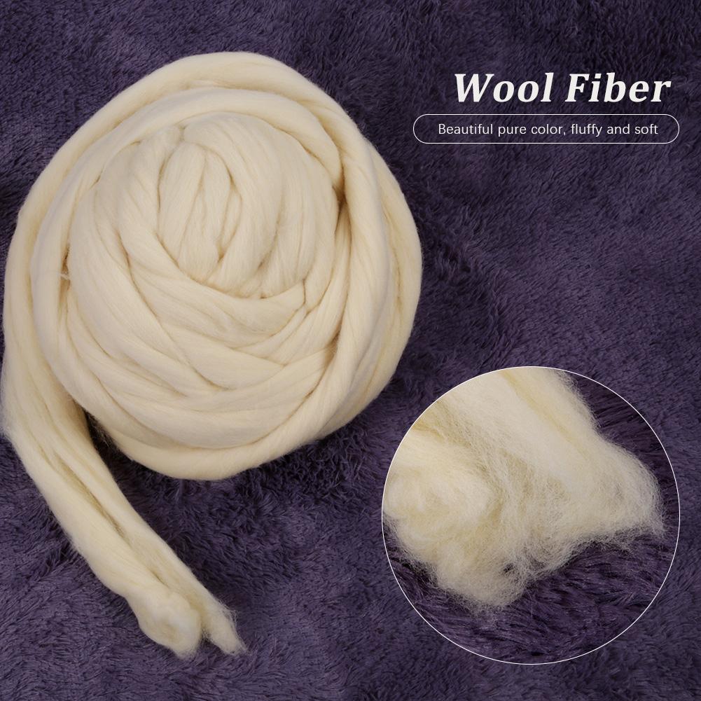 1kg Natural Environmental Pure White Warm Wool Roving Fiber (60S)