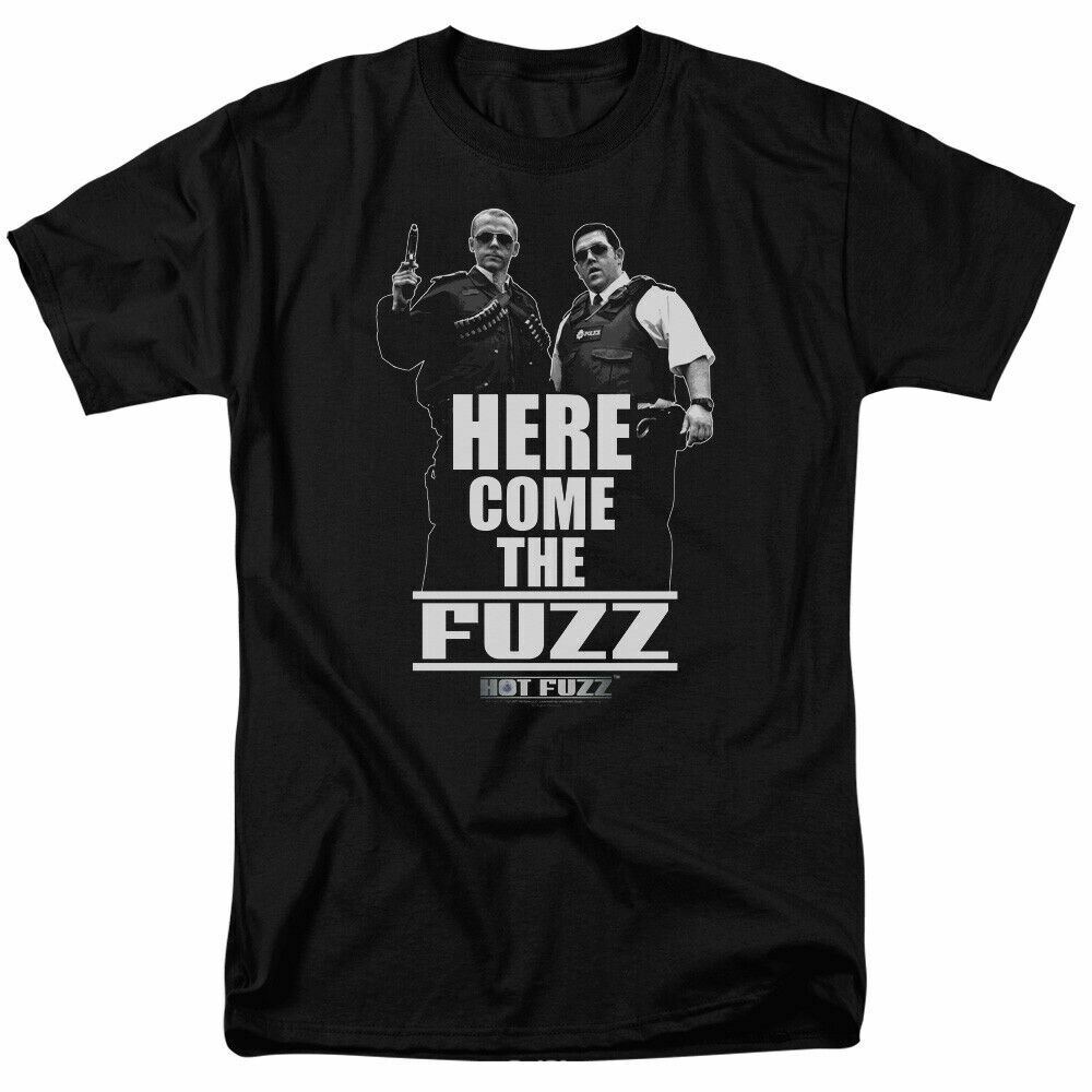 Hot Fuzz Here Come The Fuzz T Shirt Mens Licensed Police Comedy Movie Tee Black XXXXL