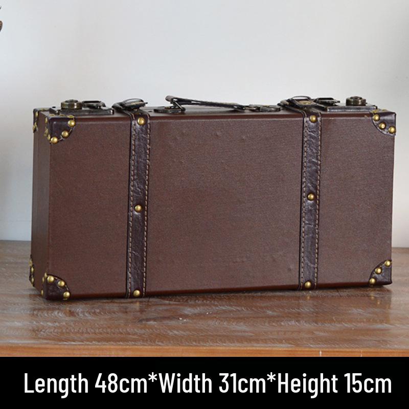 Vintage American Retro Leather-Wooden Suitcase Display and Photography Prop