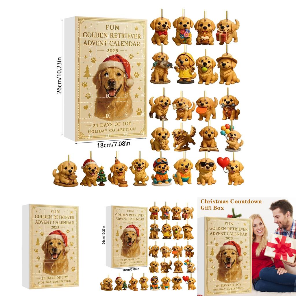 Dog Theme Christmas Advent Calendar With Acrylic Animal Figures For Holiday Gift Giving