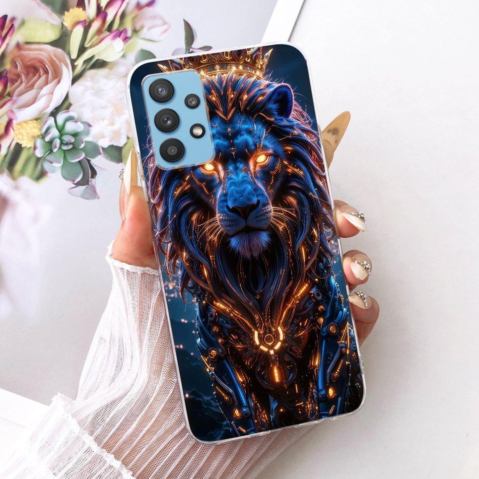 Cartoon Katze Drache Tiere Malerei Hülle für Samsung Galaxy A32 A33 5G 4G Rückseite Transparent Weiches TPU Silikon Handyhülle