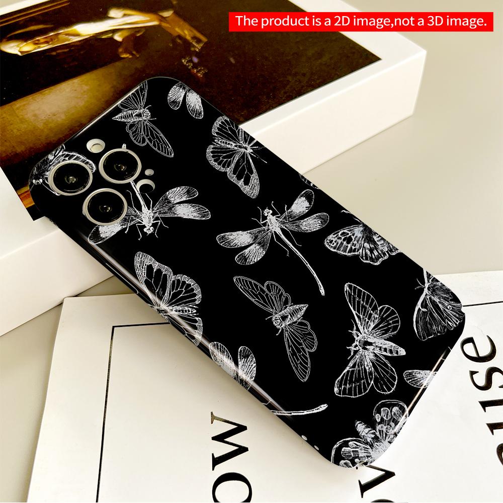 Black & White Insect Pattern Phone Case All Inclusive Film Hard Phone Case, Compatible with iPhone 18 Pro Max 17 16 15 14 13 12 11