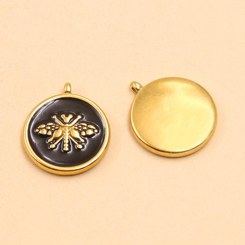 18K Gold-Plated Honeybee & Gecko Pendant - Stainless Steel DIY Jewelry 1 piece