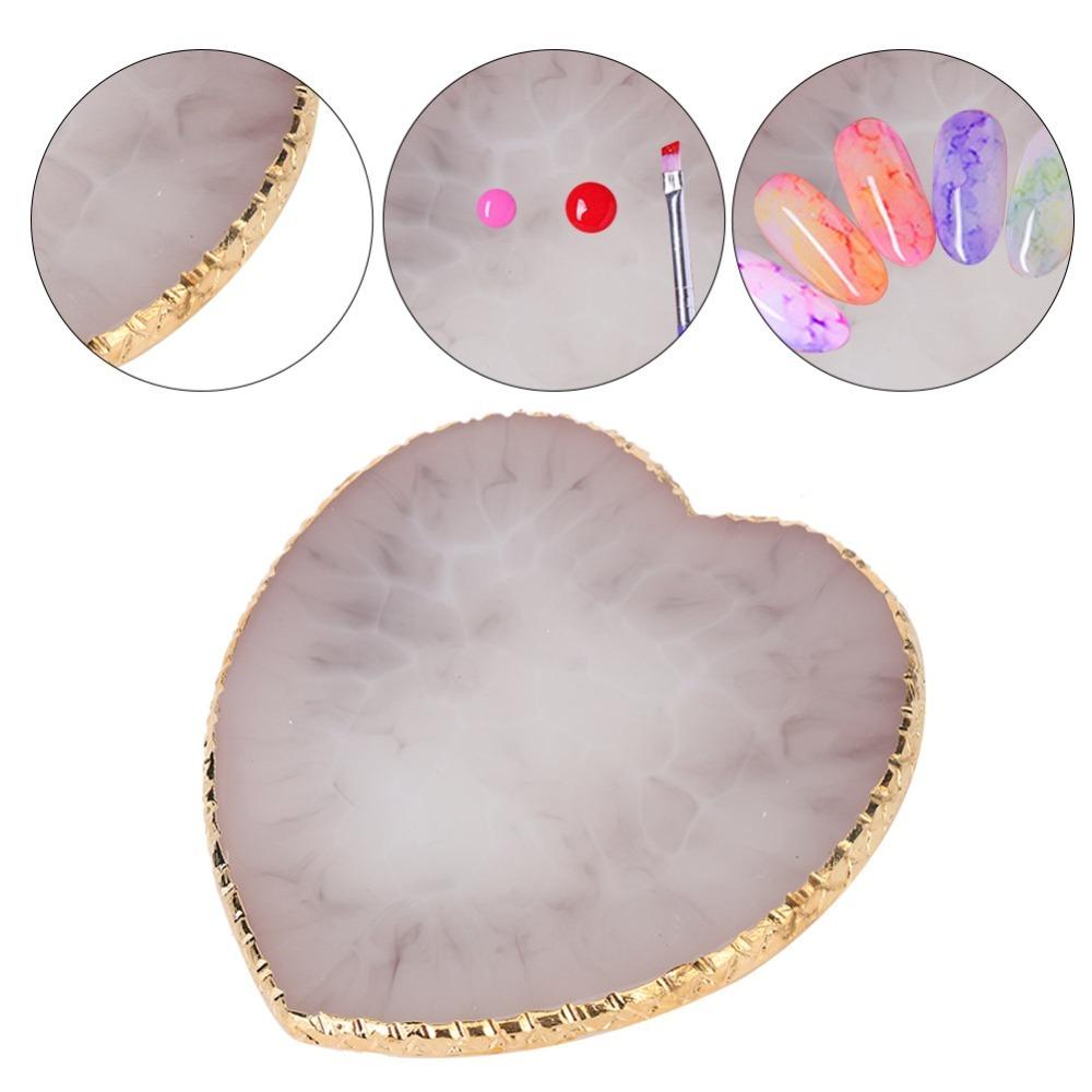 Resin Nail Art Palette Heart Shaped Nail Mixing Palette Delicate Resin Nail Plate For Manicure серый