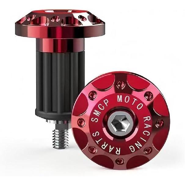 2 PCS Motorcycle Bar End Plug, Aluminum Alloy Handlebar Grip End Caps for Electric Car Scooters, Off-Road Motorcycles (Red)