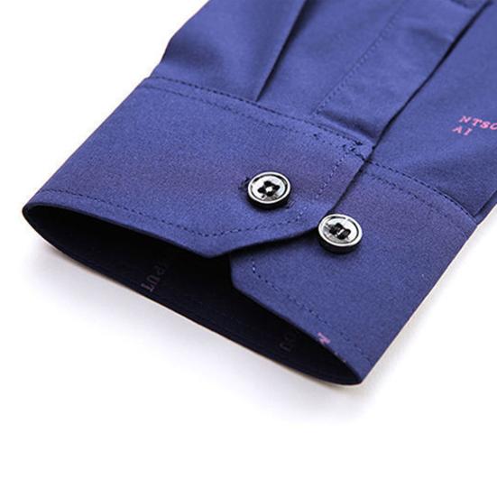 Fashion Men Long Sleeve Turn Down Collar Letters/Stripes Print Buttons Shirt Top