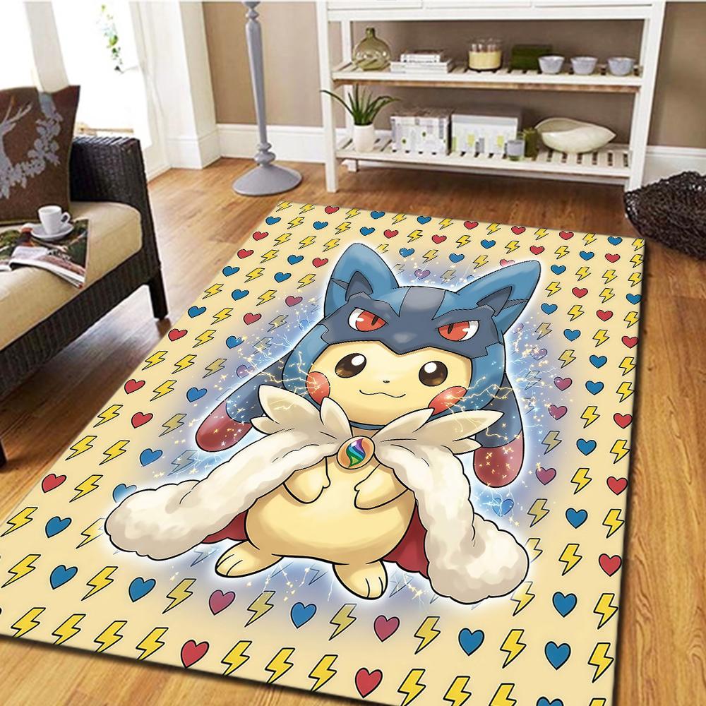 Pikachu Cartoon Digital Print Carpet, Living Room Floor Mat, Bedroom Decorative Rug, Play Mat -HYQ66