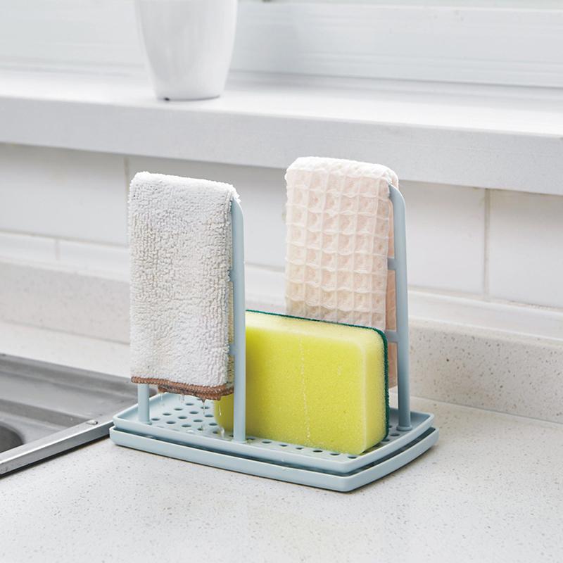 1Pcs Detachable Kitchen Dishcloth Holder Rag Hanger Sink Sponge Holder Storage Rack Shelf For Bathroom Scrubber Brush Organizer
