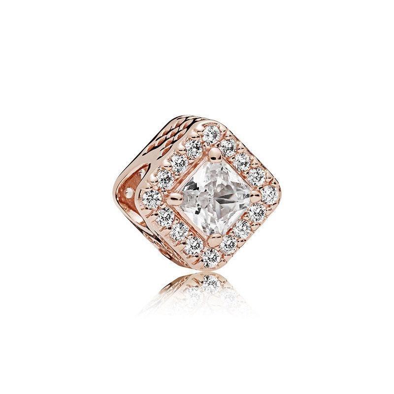 Copper Rose Gold Hollow Flower Leaf Love Dice Gift Box Diy Charm Beads Fit For Bracelets Necklaces Women'S Boutique Jewelry