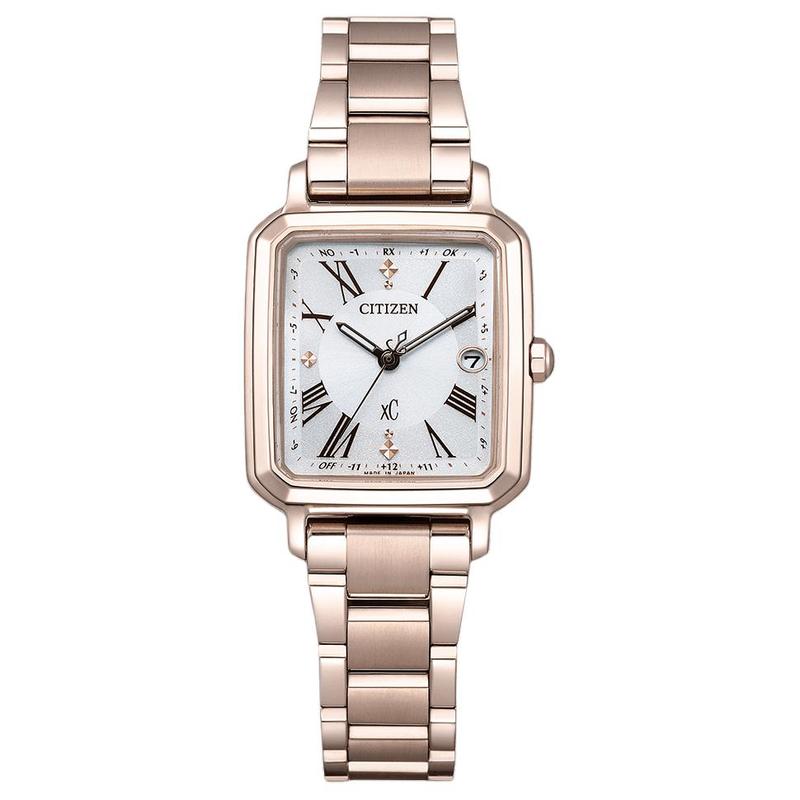 

CITIZEN xc series 50 meters waterproof solar Quartz super titanium strap women s watch white dial ES9506-62A синій