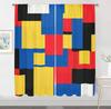 2Pcs Mondrian Style Curtains 3D Colorful Square Pattern Living Room Study Sunshade Modern Art Decor Curtains