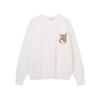 Unisex Crew Neck Long Sleeve Loose Fit Korean Cotton Knit Sweater Fox Head Embroidery Pullover Cardigan Couple Knitwear