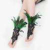 Embroidery Halloween Feather Gloves Retro Women Halloween Cuffs  Wrist Accessories