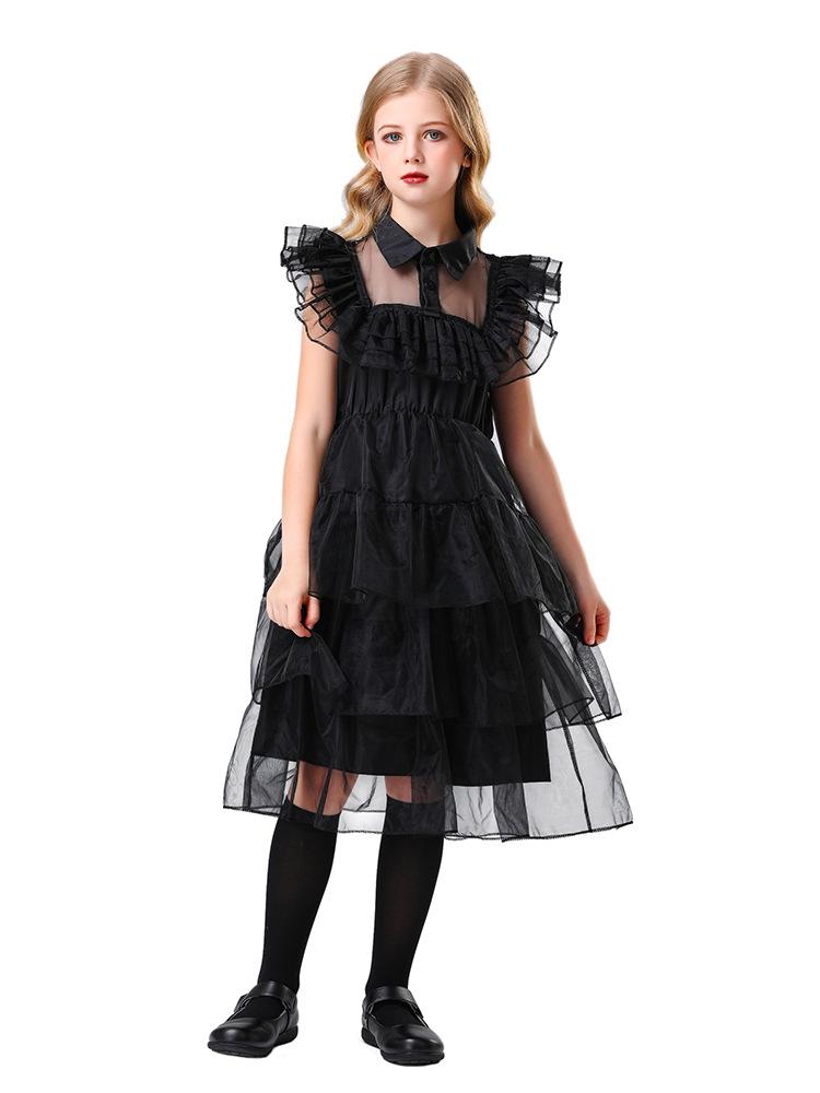 Wednesday Addams Family 2025 Black Princess Dress Halloween Cosplay Costume