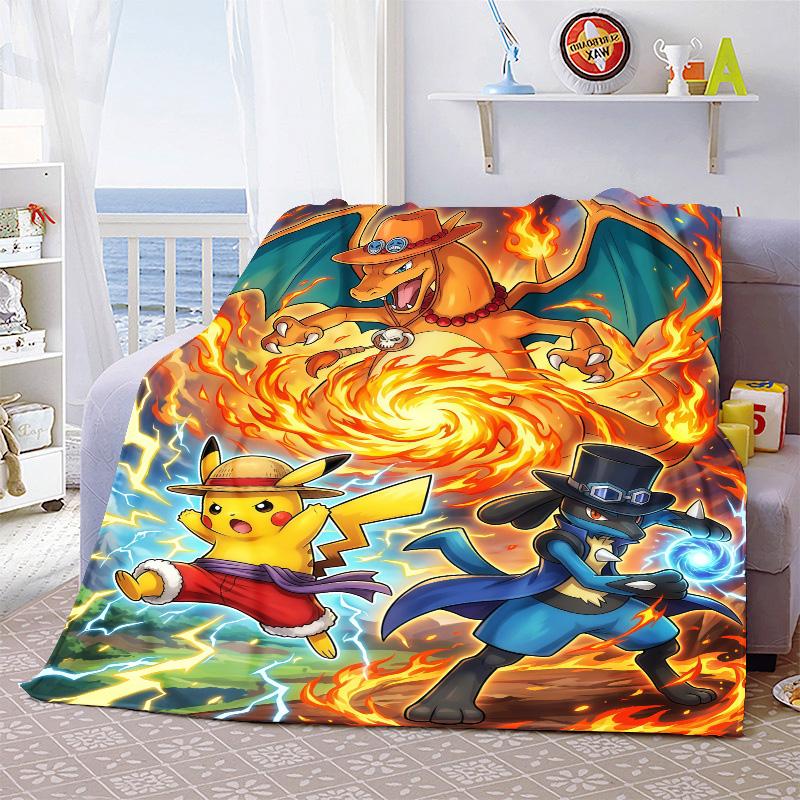 Pokemon Soft Flannel Blanket Plush Warm Lightweight Throw for Sofa Bed Couch Cozy Winter Travel Decor Gift -QJY