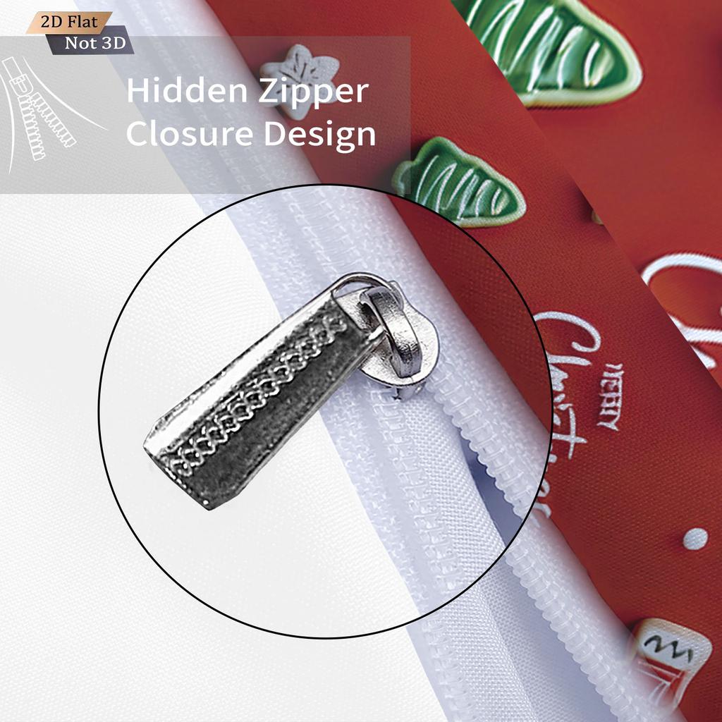 3-teiliges rotes Weihnachtswichtel-Print kernloses Bettbezug-Set in mehreren Größen Schlafzimmer Wohnheim Bettwäsche Dekoration weich maschinenwaschbar