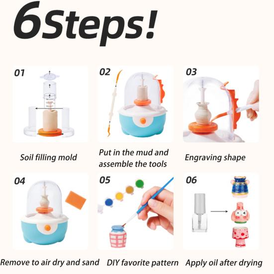 Dětská elektrická hračka na kolo s hrnčířskou keramikou Elektrická kutilská činnost vyřezávání z hlíny Stroj na výrobu keramiky Vzdělávací hračka na keramiku Batolata Chlapci Dívky současnost