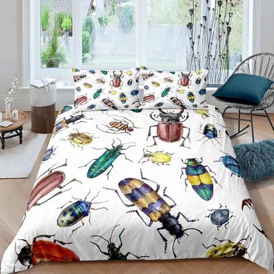 Cute Insects Comforter Covers for Kids Boys Girls 3D Print Insects Duvet Cover Sets Quilt Cover with Pillow Cases 3 Pieces Queen
