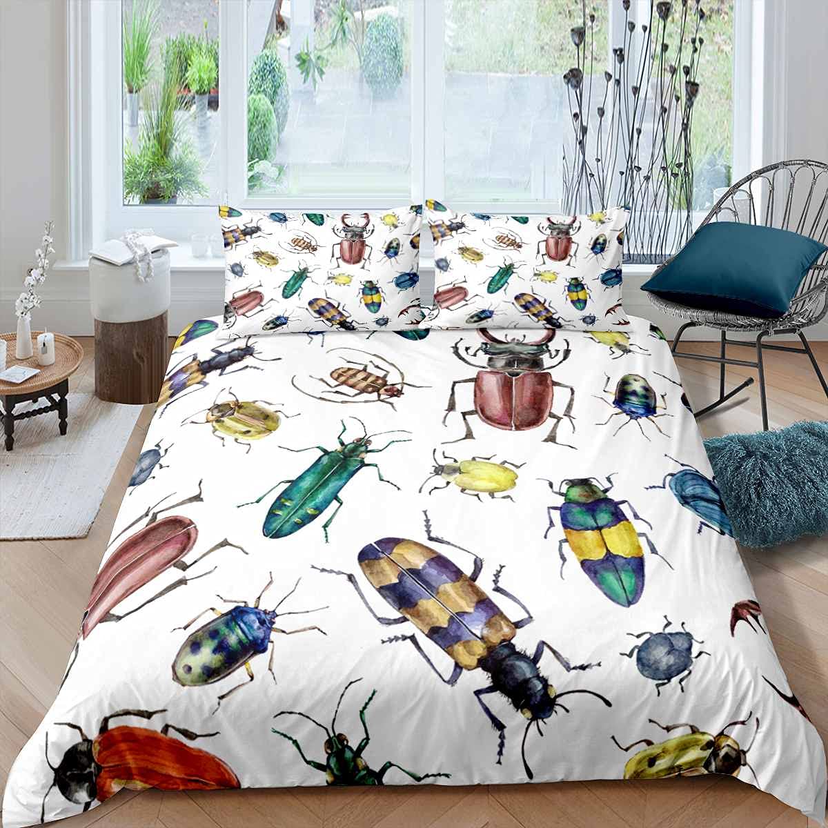 

Comforter Cute Insects For Kids Boys Girls 3D Print Insects S With Pillow Cases 3 Pieces Queen Comforter (quilt)-EU Single(135*200cm)3pcs