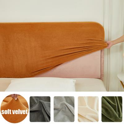 Solid Headboard Cover Queen Size, Stretch Velvet Head Board Slipcover, Dustproof Bed Head Cover For Upholstered Headboard