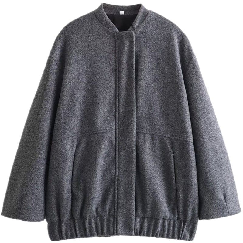

Fashion Wind 2023 Winter New Women s Clothing Wool Blend Loose Pilot Jacket Outwear 8372313 803 Striper Gray L