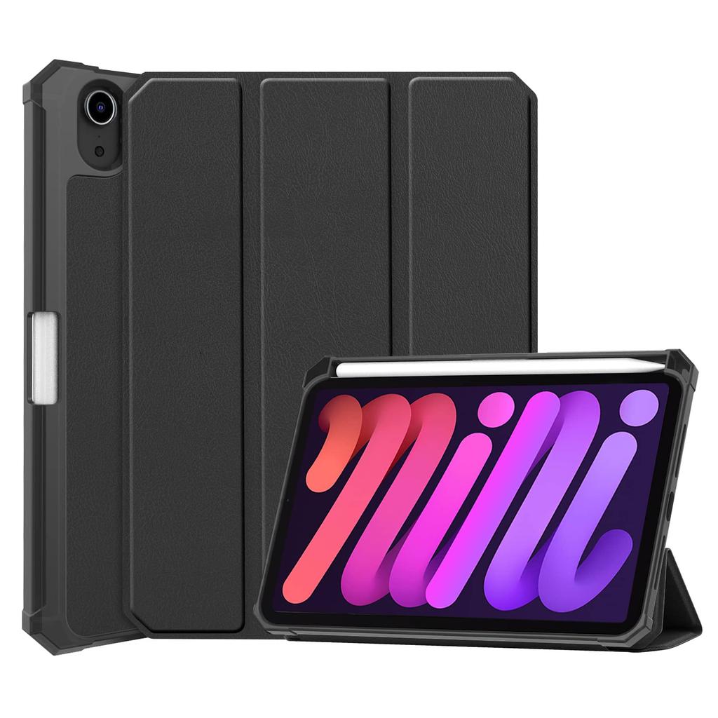 Case for iPad Mini 7 6 8.3'' with Pencil Holder-[Tri-fold Stand + Auto Wake/Sleep],Premium PU Leather Case Shockproof Hard Shell