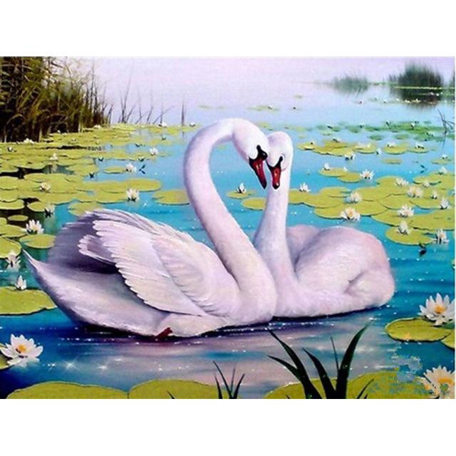 DIY 5D Diamond Painting Swan Mosaic Rhinestone Paintings Full Round Drill Diamond Embroidery