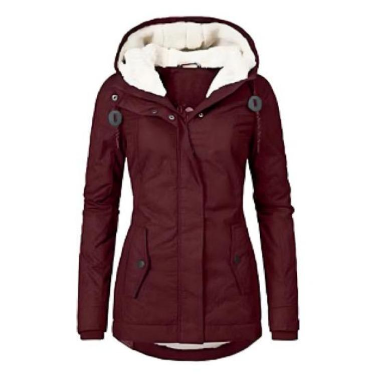 Winter Hooded Down Padded Coat with Zipper Closure Pockets Drawstring Parka M