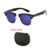 Classic Half Frame Polarized Sunglasses with Case Men Women Retro Rivet Small Sun Glasses Popular Foldable Travel Shades