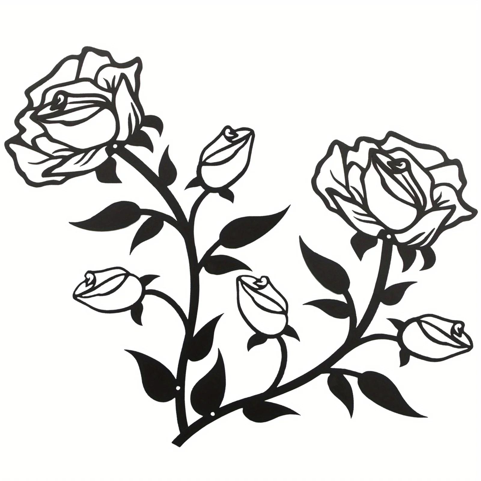 

Большой 15-дюймовый черный металлический цветок розы настенный декор - элегантный художественный орнамент для внутреннего/наружного использования дома, спальни, офиса и детской комнаты светло-зеленый