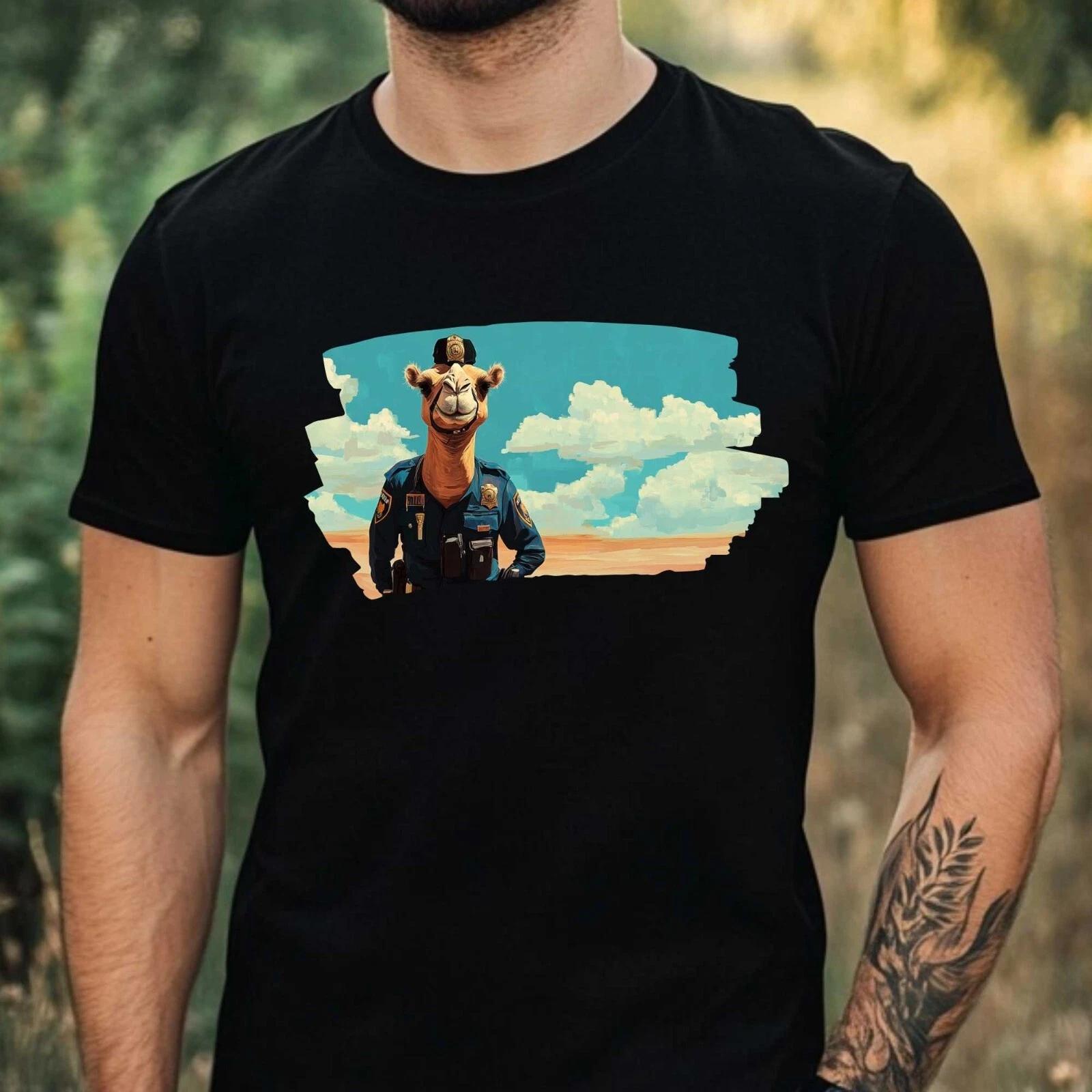 T-Shirt Herren Kamel als Polizist Motiv Baumwolle Größe XS bis 5XL XXXXL
